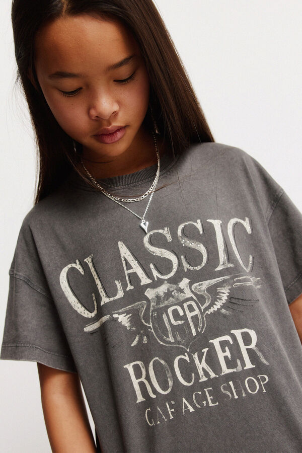Springfield Kids Rokerska majica kratkih rukava za devojčice Siva