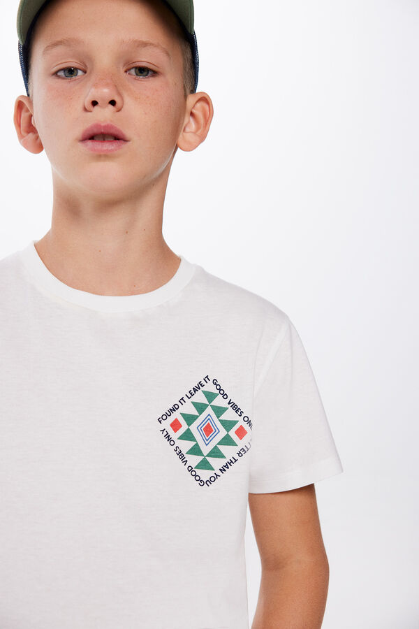 Springfield Boy's ethnic diamond print T-shirt ecru