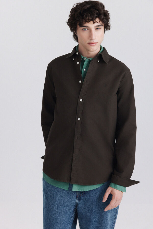 Springfield Garment-dyed oxford shirt brown
