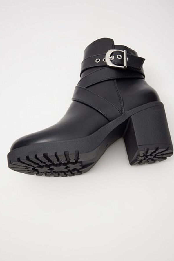 Inside Stiefel mit gekreuzter Schnalle Schwarz