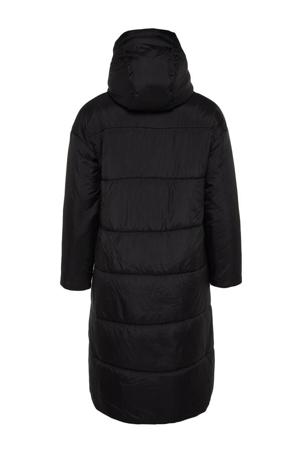 Trendyol Long hooded puffer coat black