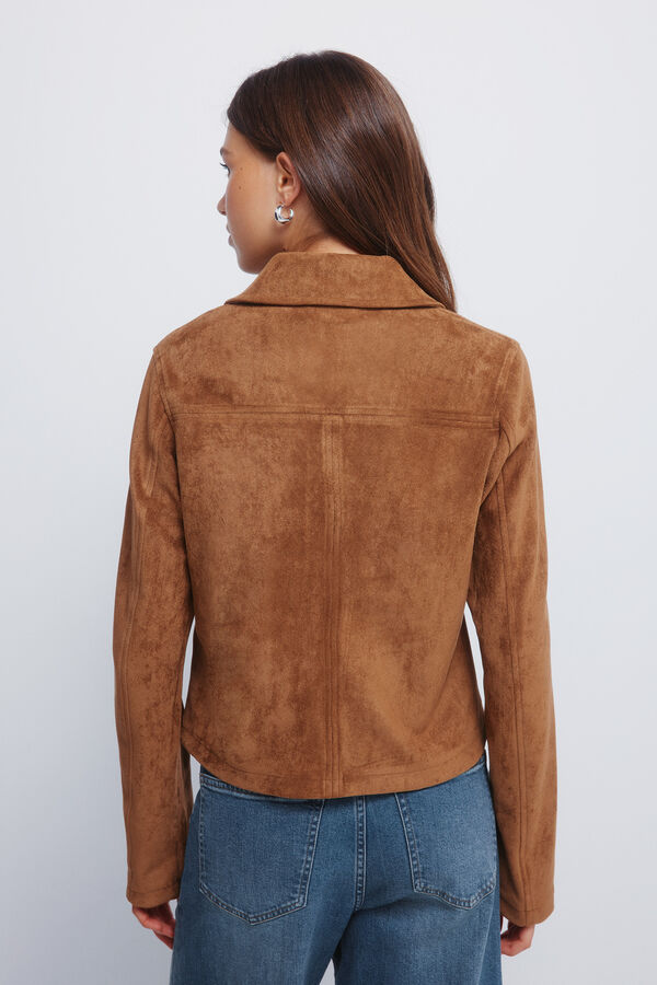Springfield Short suede jacket with buttons nude