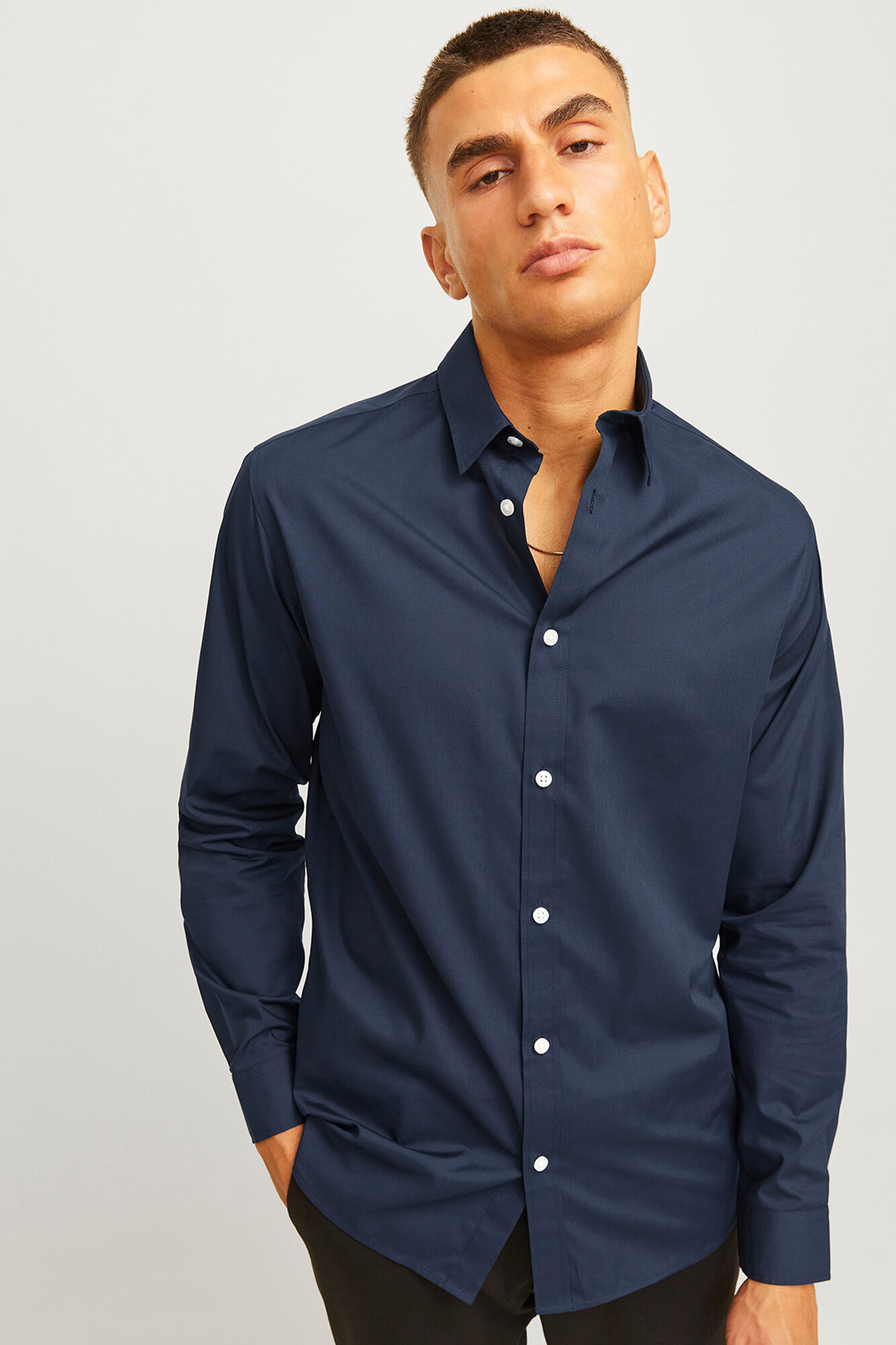 JJ REBEL Camisa formal slim fit sarga