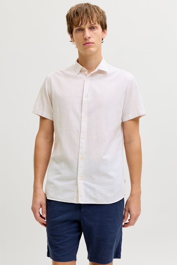 JJ REBEL Linen comfort fit shirt grey