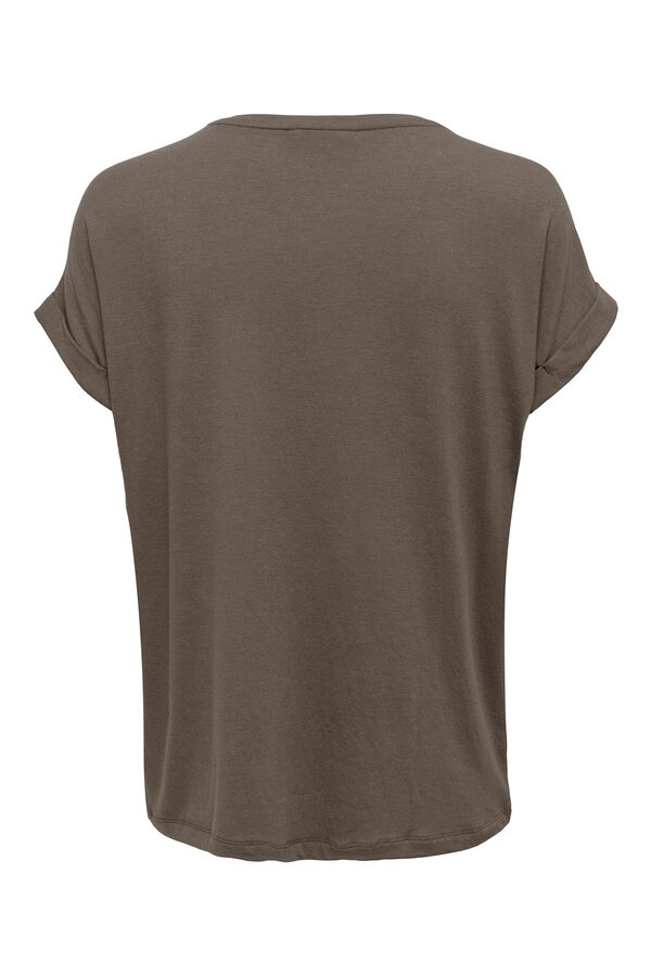 Springfield Short-sleeved round neck T-shirt smeđa