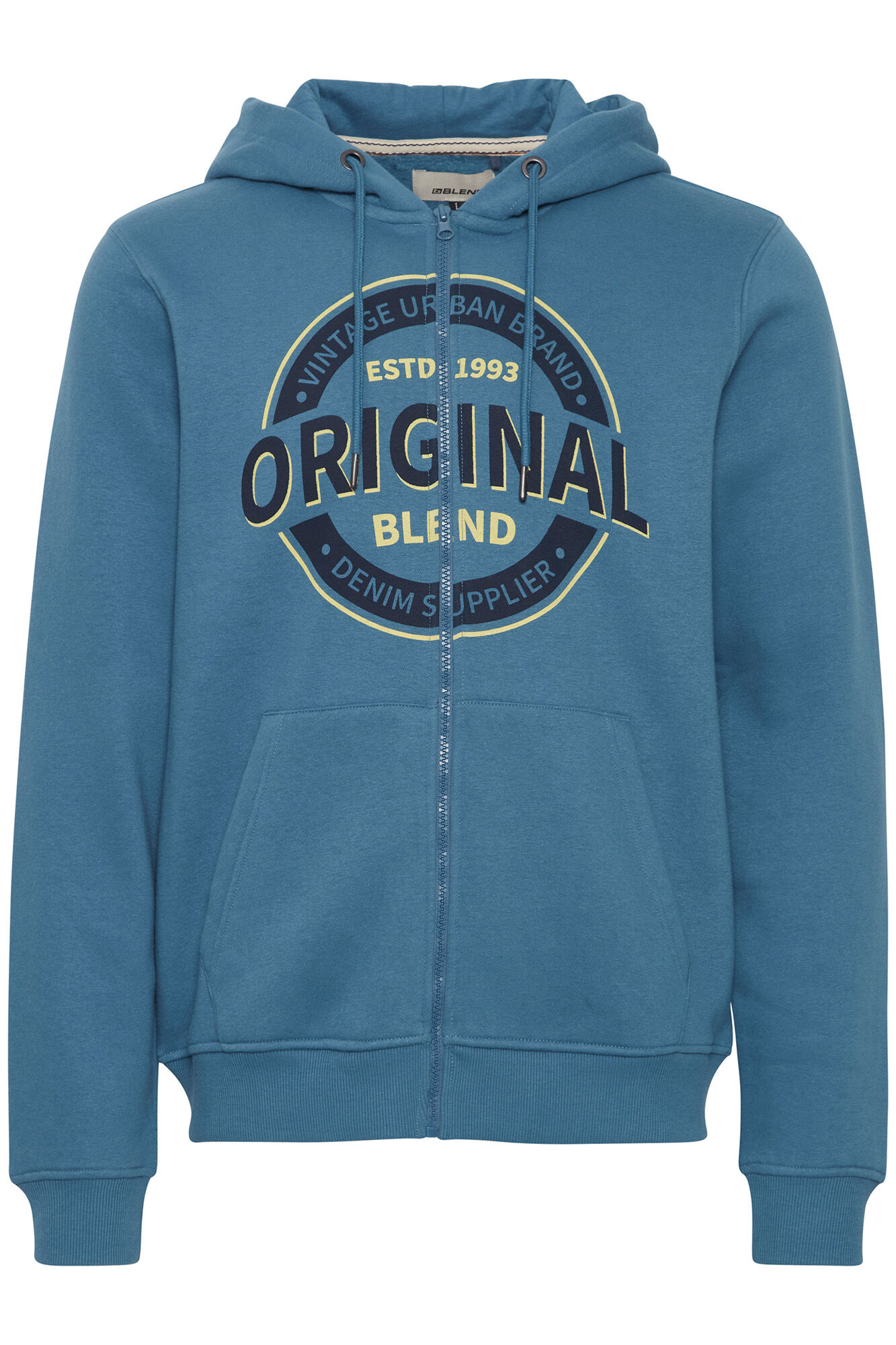 Springfield Printed sweatshirt with hood and zip blue