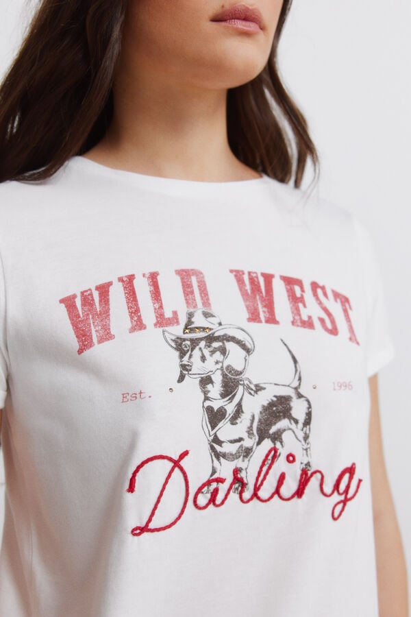 Springfield Cotton short sleeve T-shirt "cowgirl" brown