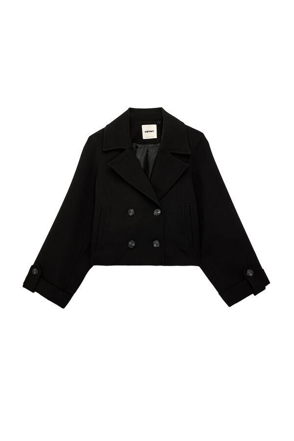 Koton Blus&atilde;o de gabardina cruzado preto
