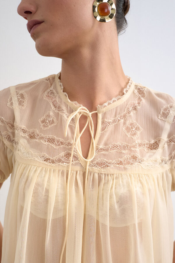 Topshop Blusa semitransparente beige