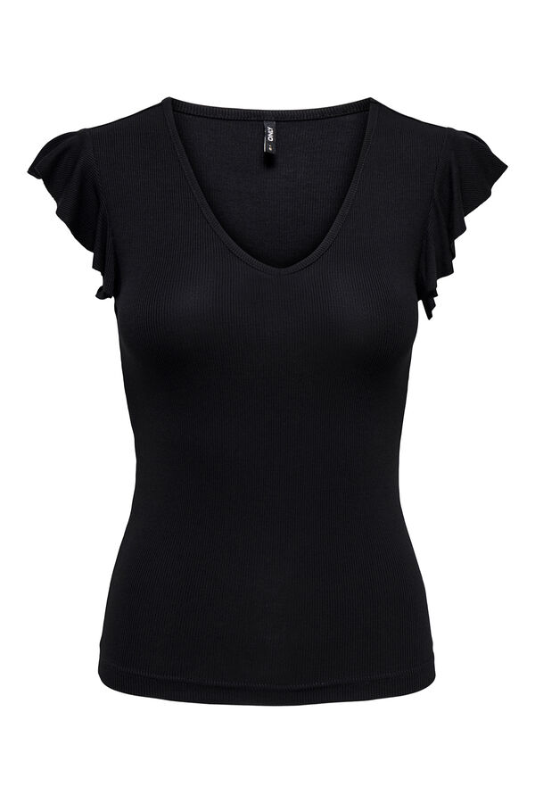 Only Top ajustado con volantes negro