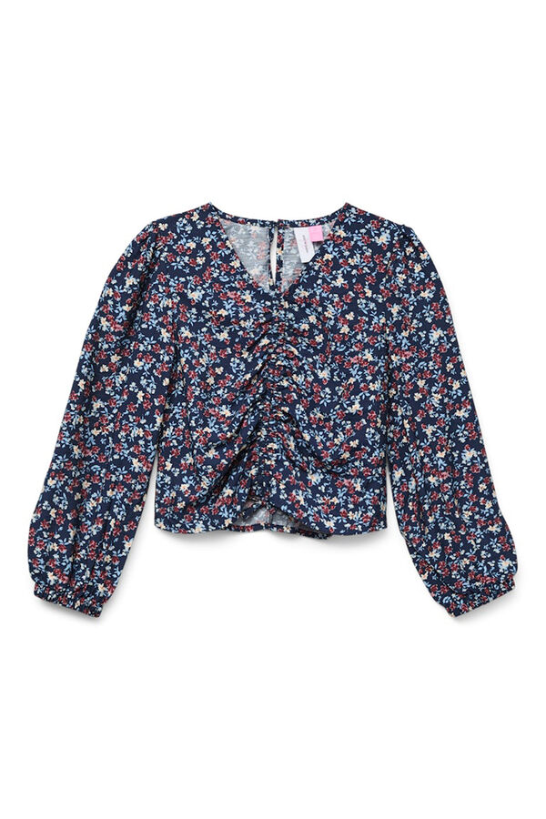Vero Moda Girl long sleeve floral top blue