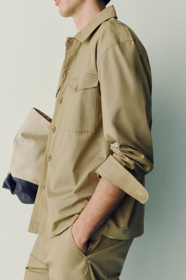 Springfield Lightweight pockets overshirt fit overshirt grey