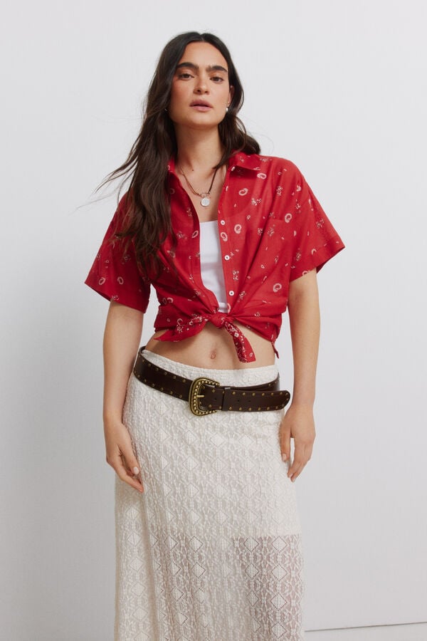 Springfield Falda midi combinada lace blanco