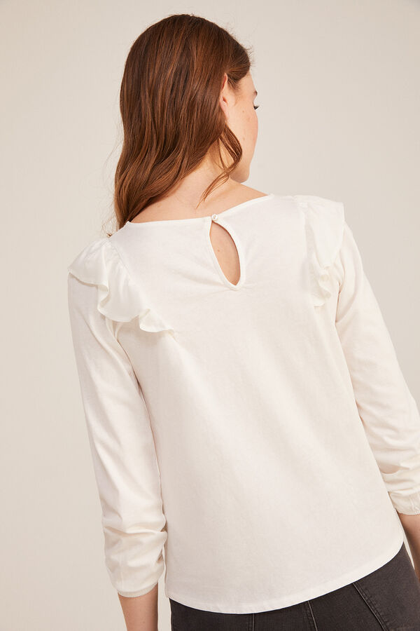 Springfield Two-material flounced shoulder T-shirt stone