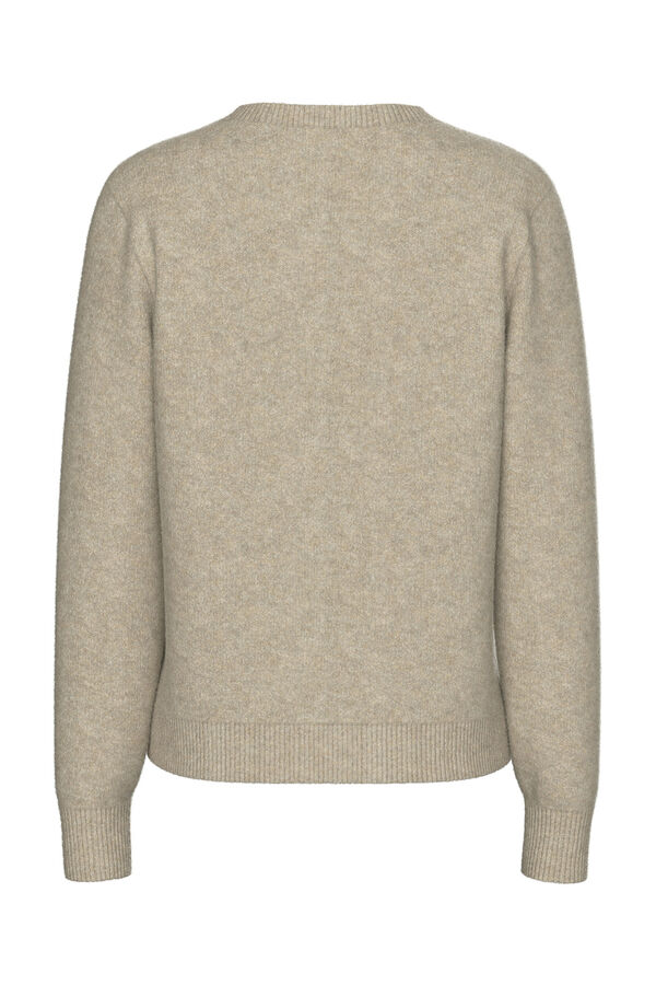 Pieces round neck buttons cardigan gris