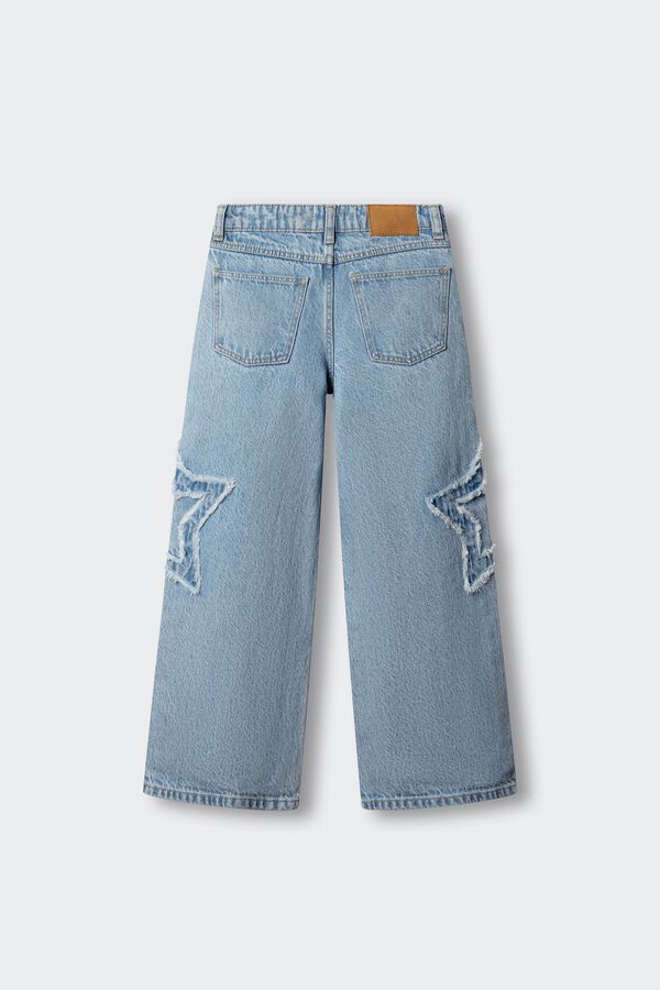 Springfield Kids Pantalon wide leg estrella lateral ni&ntilde;a azul