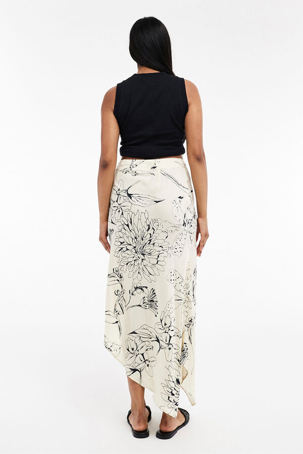 Topshop Falda estampada asim&eacute;trica blanco