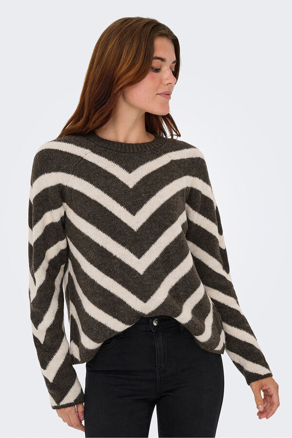 Only Camisola com estampado geométrica castanho