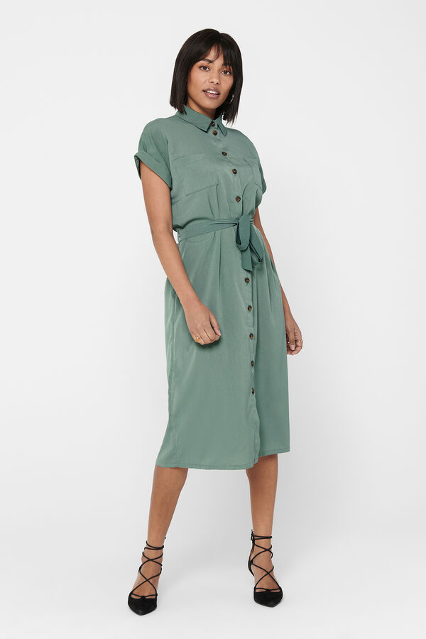 Only Vestido midi camiseiro verde