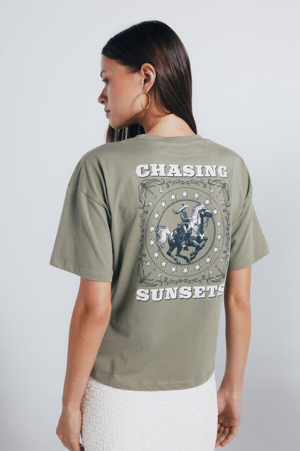 Springfield Western graphic t-shirt beige