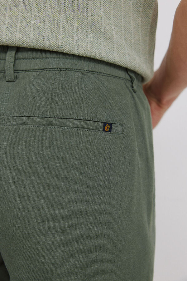 Springfield Linen comfort fit chinos printed