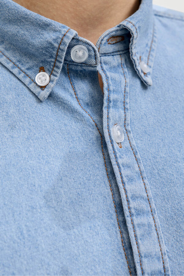 JJ REBEL Camisa de algod&atilde;o de manga comprida relaxed azul