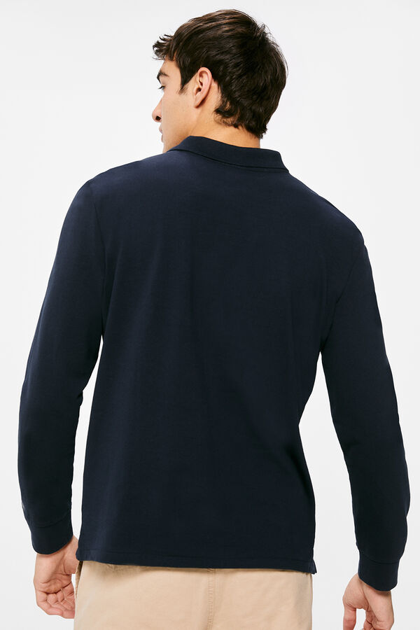 Springfield Polo majica od pikea dugih rukava tamno plava
