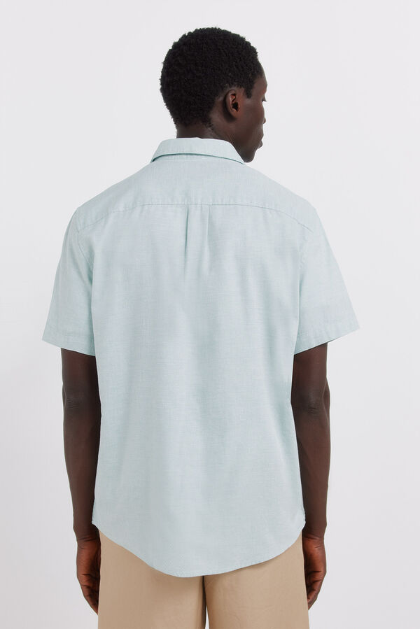 Springfield Two-tone structured short sleeve shirt green