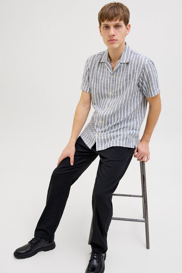 JJ REBEL Linen regular fit jogger trousers black