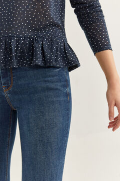 Springfield Shirt mit Print Saum R&uuml;schen blau