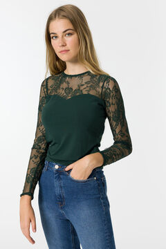 Springfield Combined T-shirt with lace green