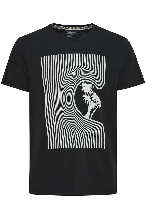 Springfield Kurzarm-Shirt Print  schwarz