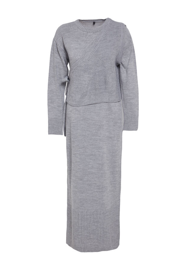 Trendyol Kleid und Strickjacke Set Grau