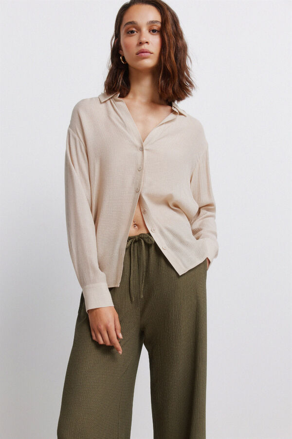 Springfield Wide leg structure long trousers printed