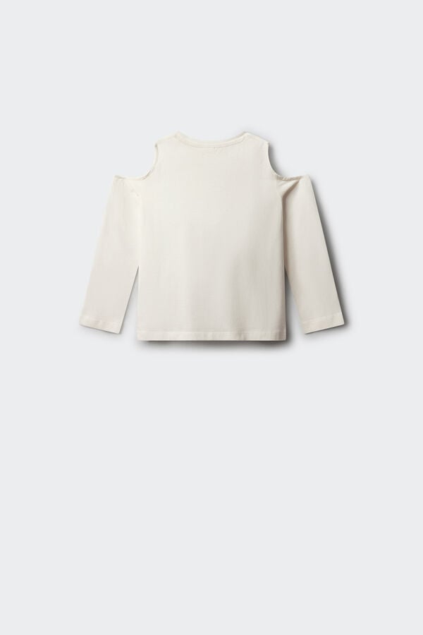 Springfield Kids Majica dugih rukava za devojčice sa nitnama otkrivenih ramena Bež