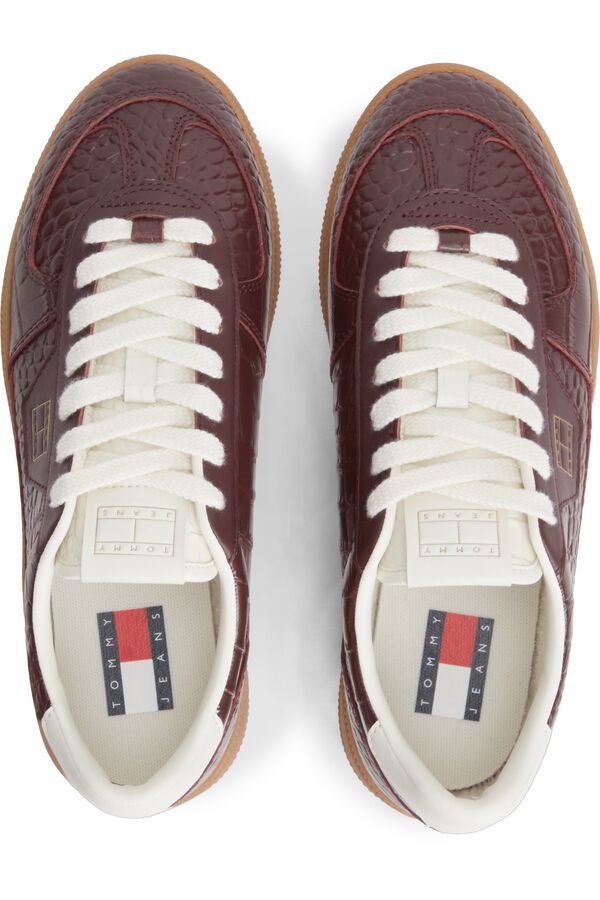 Tommy Jeans Zapatillas piel con bandera burdeos
