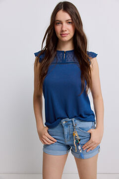 Springfield T-shirt bimaterial plumeti azul