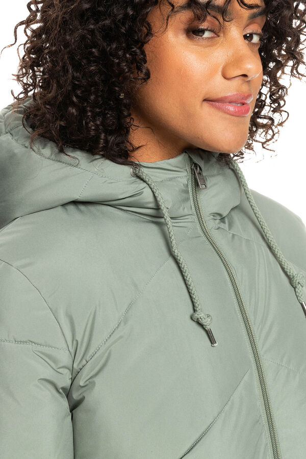 Springfield Better Weather - Longline puffer jacket with hood for women grey