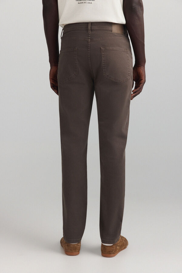 Springfield Washed slim fit 5-pocket trousers nude
