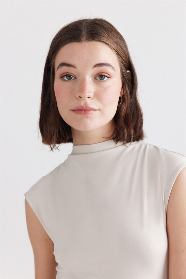 Springfield Sleeveless dress beige
