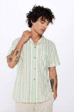 Springfield Camisa manga corta lino rayas verde