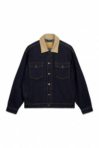 Springfield Jaqueta jeans oversized com gola contrastante