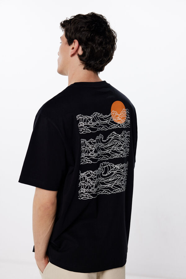 Springfield Camiseta olas negro