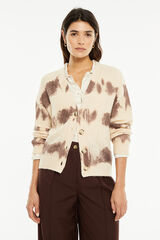 System Action C&aacute;rdigan punto estampado beige