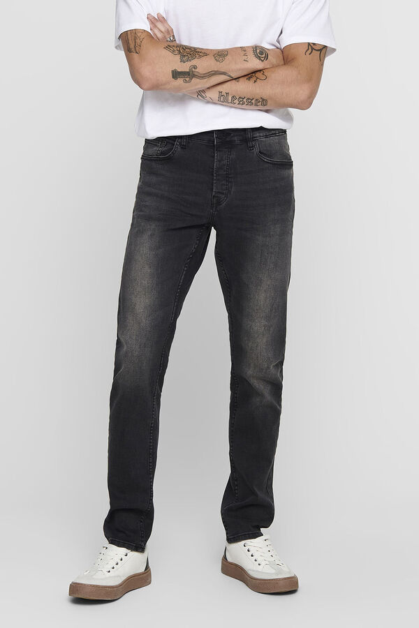 Springfield Jeans corte ajustado preto