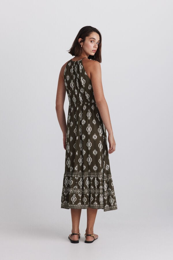 Springfield Printed halterneck dress printed