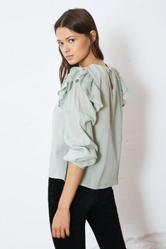Springfield Blouse with flounced shoulders dark green