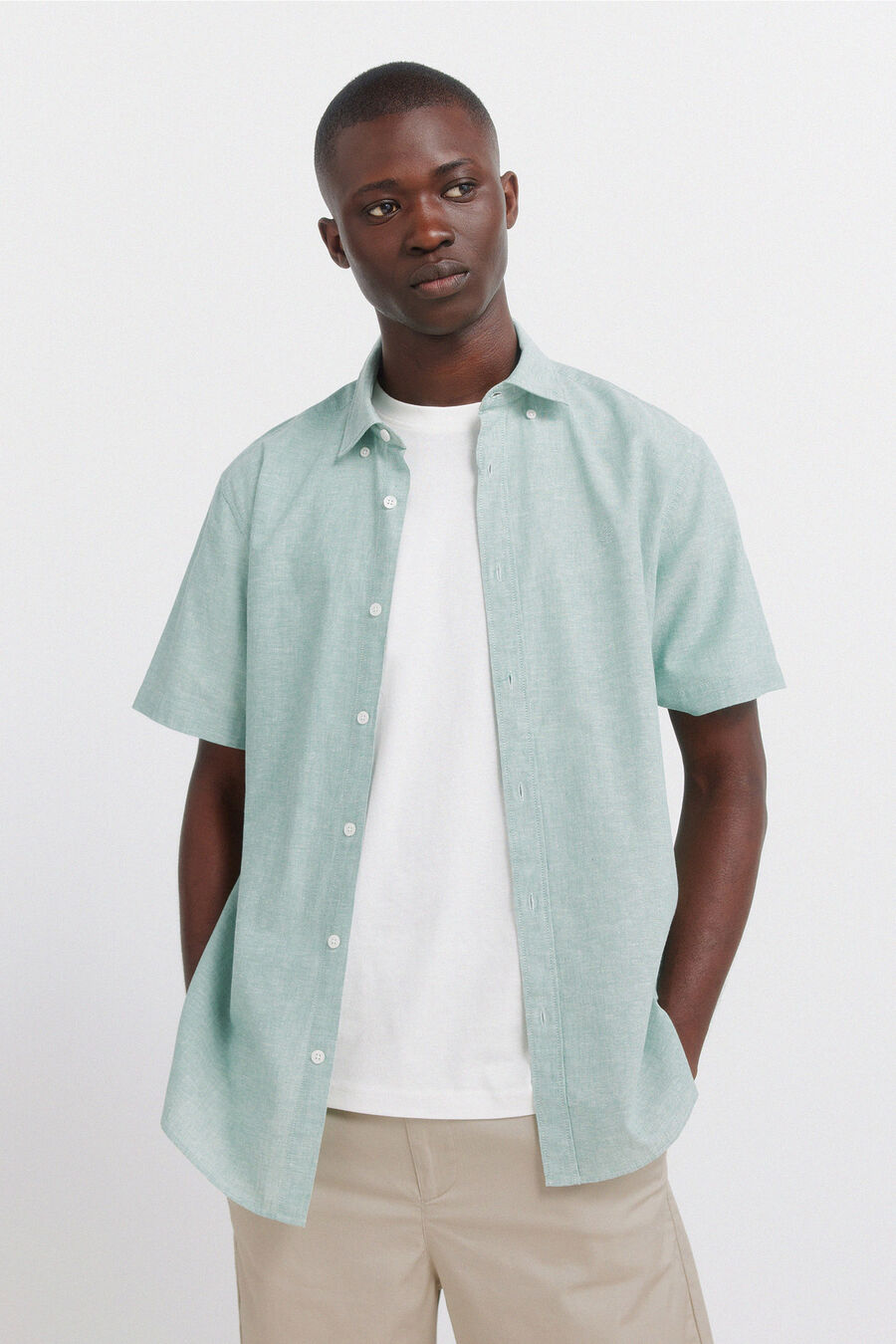 Camisa manga corta lino
