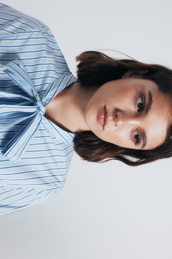 Springfield striped bow or tie neck blouse blue