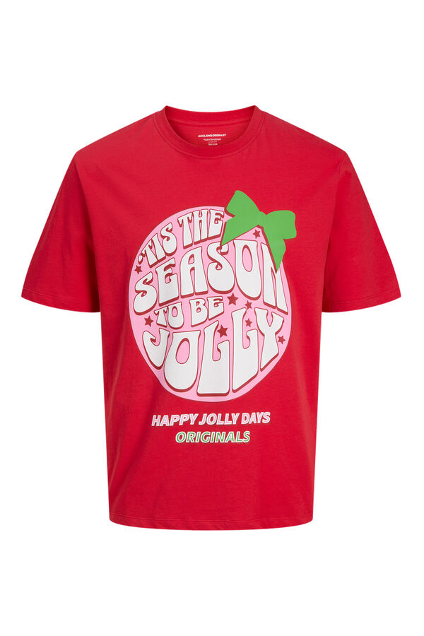 Jack & Jones Junior short sleeve Christmas T-shirt  burgundy